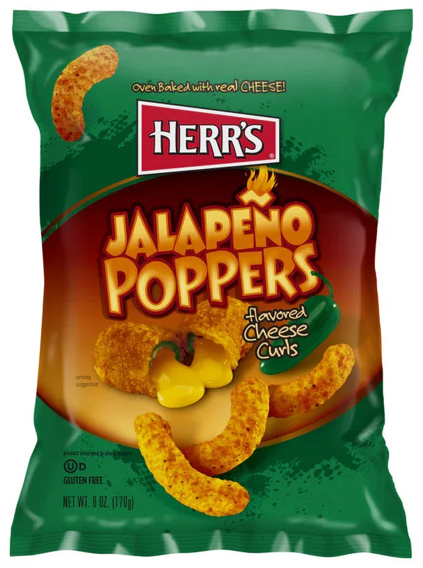 Herrs Jalapeno Popper Puff Cheese Curls 170gm (6oz) - Chile Mojo