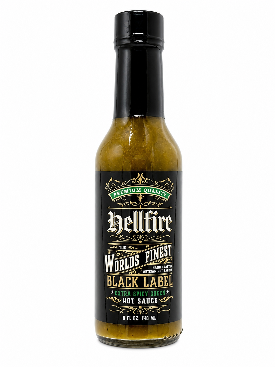 Hellfire Black Label Extra Spicy Green Hot Sauce 5oz (148ml)