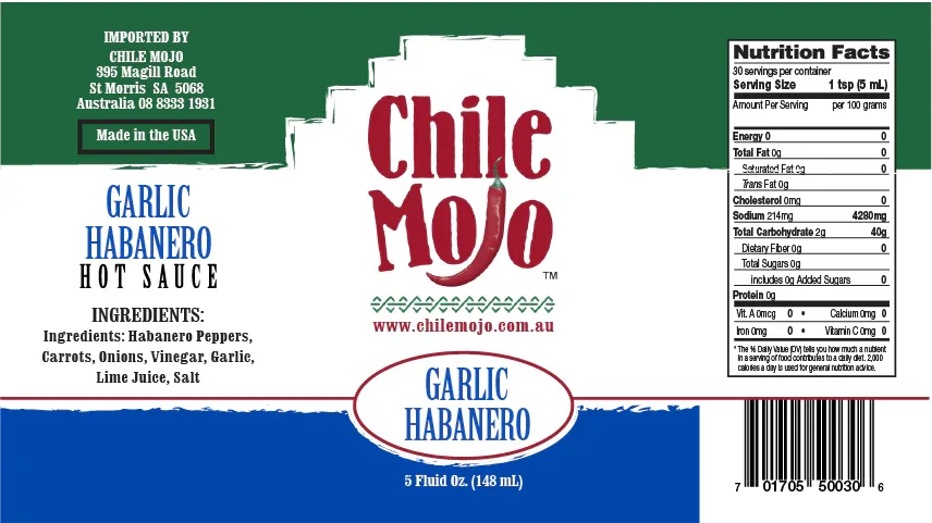 Chile Mojo Hot Sauce Garlic Habanero 148ml (5oz) - Chile Mojo