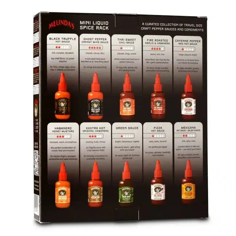 Melindas Mini Liquid Spice Rack (10 x 2oz squeezy bottles) - Chile Mojo