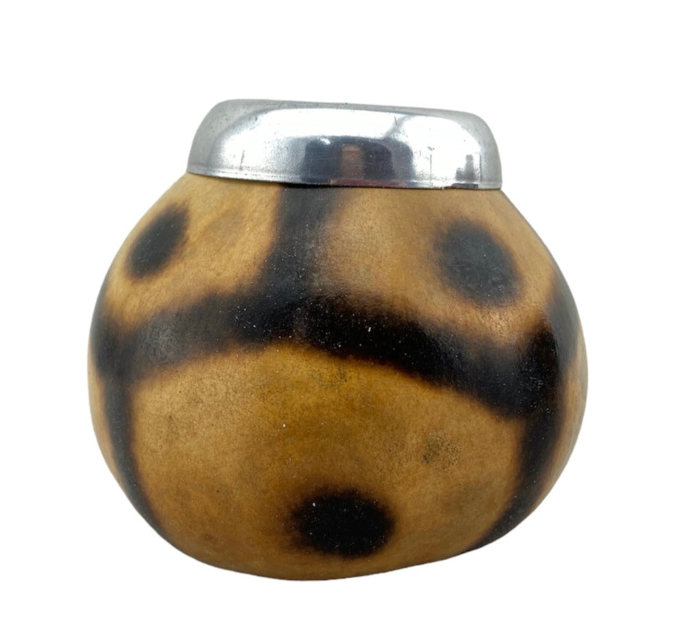 Yerba Mate Gourd natural design with metal rim