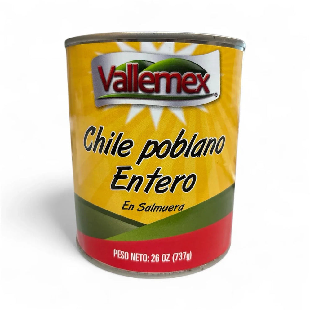 Vallemex whole Poblano Chiles canned 737gm - Chile Mojo