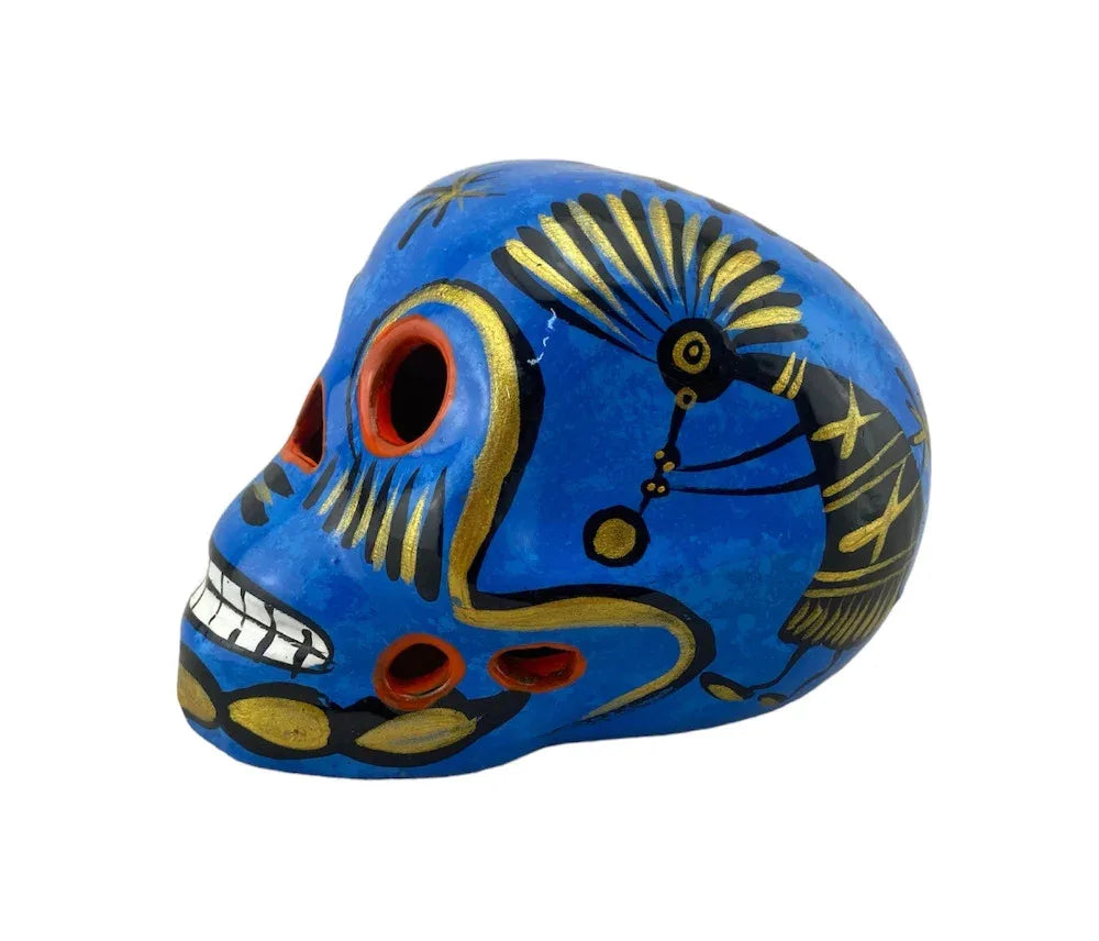Calavera colored ceramic Skull Medium 12cm-15cm - Chile Mojo