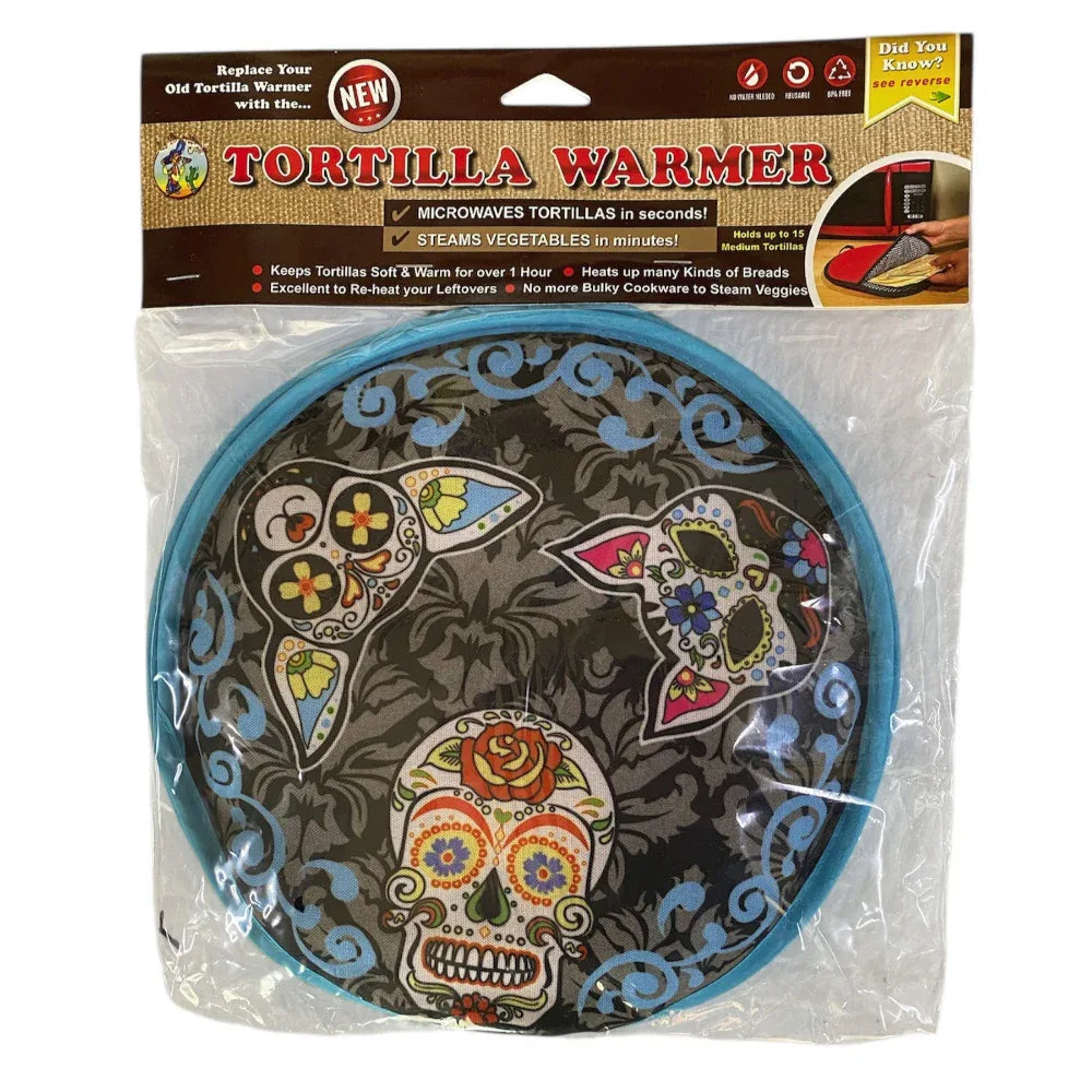 Tortilla Warmer - Day of the Dead Cat Dog and Skull - Chile Mojo
