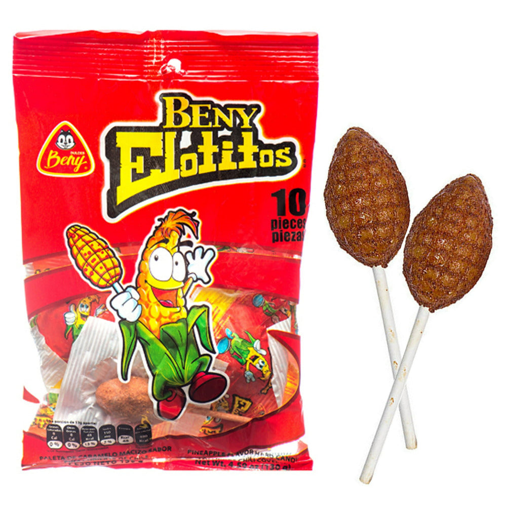 Beny Paleta Elotito - Mexican Pineapple flavoured lollipops with chile - pack of 10