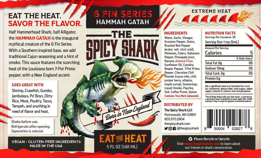 Spicy Shark - Hammah Gatah Hot Sauce 148ml (5oz) - best before Oct 2025 - Chile Mojo