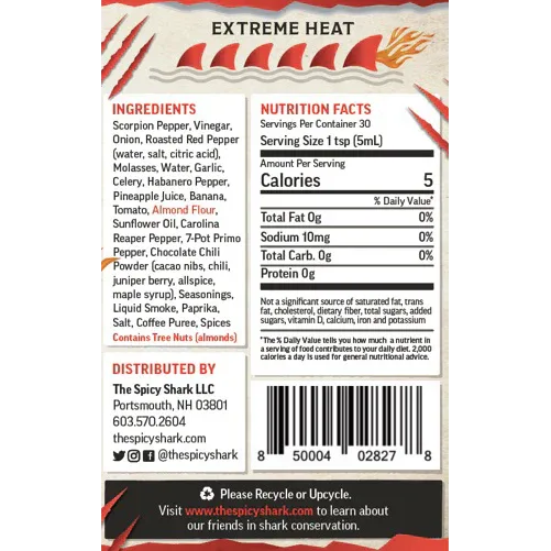 Spicy Shark - Hammah Gatah Hot Sauce 148ml (5oz) - best before Oct 2025 - Chile Mojo