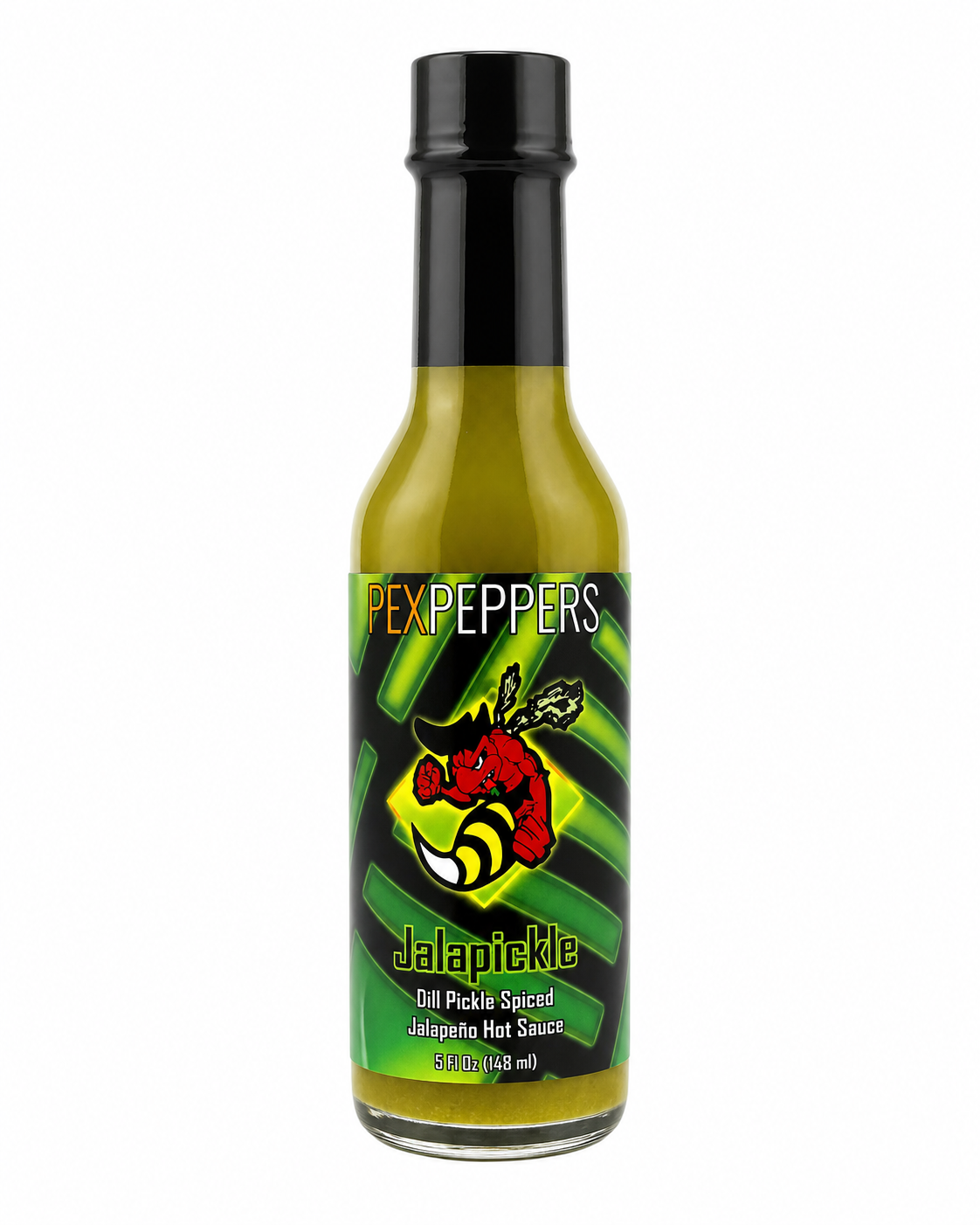 PexPeppers Jalapickle. Dill pickle spiced Jalapeno Hot Sauce 5oz (148ml)