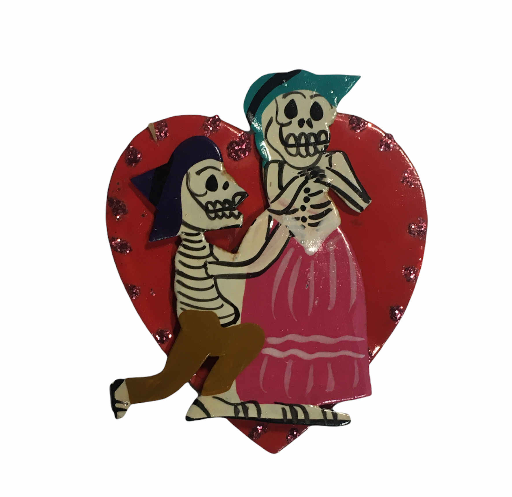Hand-crafted Day of the Dead Amorados Metal Magnet