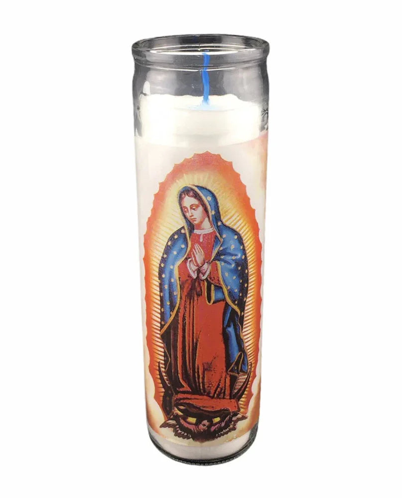 Mexican Candle - Virgin of Guadalupe WHITE - Chile Mojo