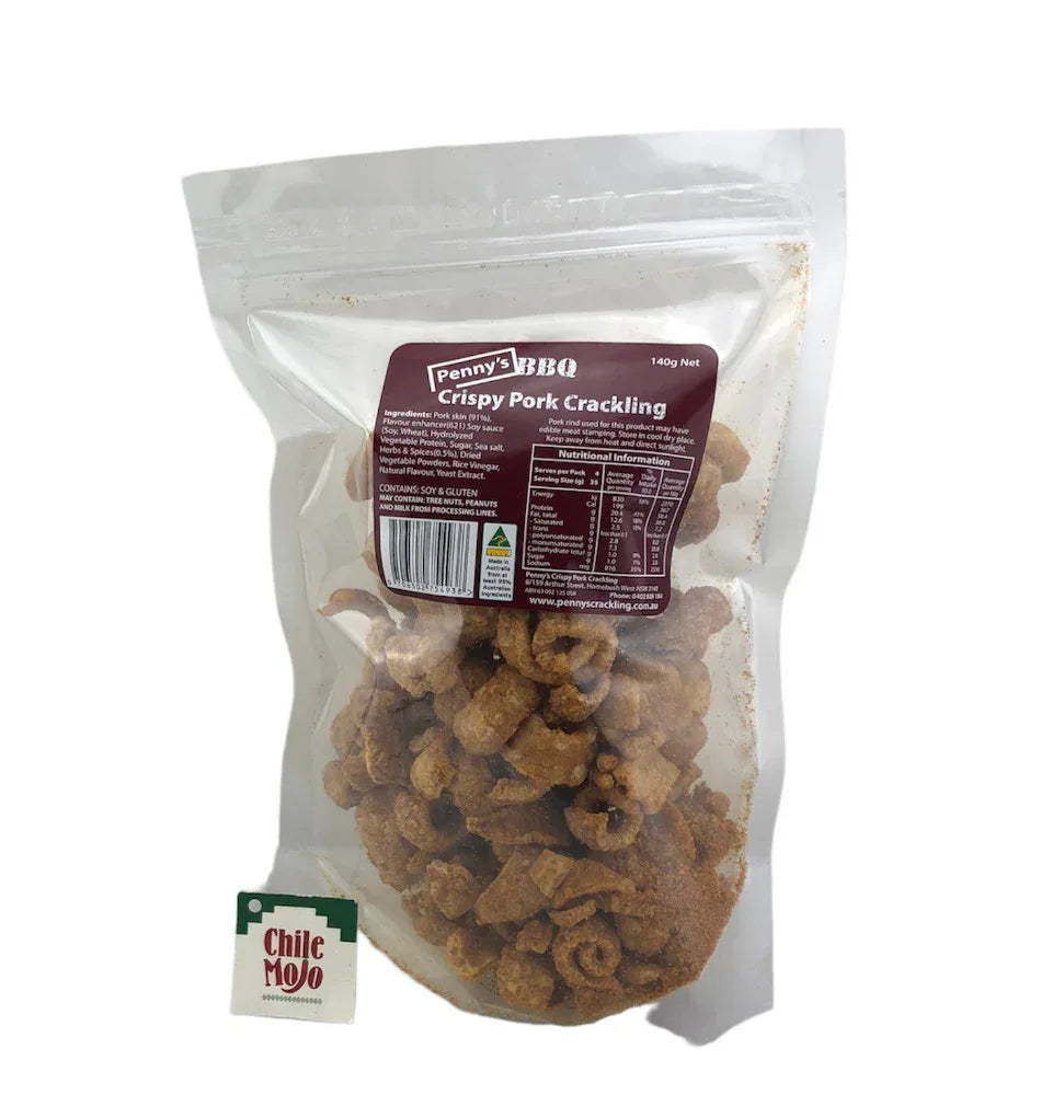 Pennys Pork Crackling Chicharron BBQ Flavour 140gm - Chile Mojo