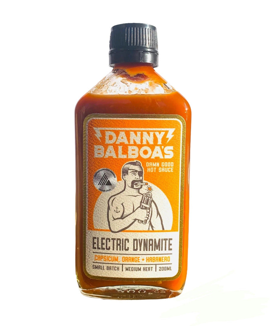 Danny Balboas Electric Dynamite Capsicum Orange and Habanero Sauce 200ml