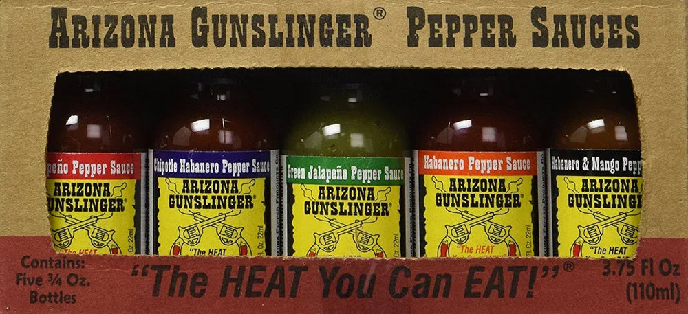 Arizona Gunslinger 5-flavour Mini Hot Sauce Sampler Pack - 5 x .75oz (22ml) - Chile Mojo