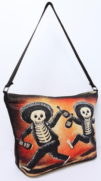 Shoulder Bag Day of the Dead - Mariachis on the Run - Chile Mojo