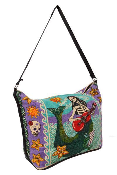 Canvas Shoulder Bag Day of the Dead - Mermaid