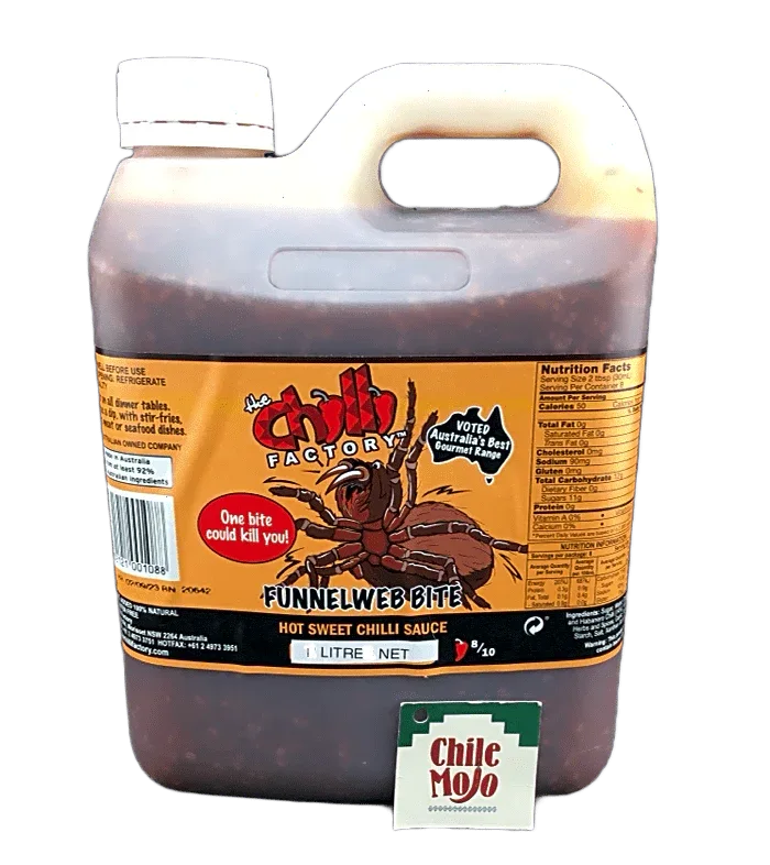 Chilli Factory Funnelweb Bite Hot Sweet Chilli Sauce - 1 litre - Chile Mojo