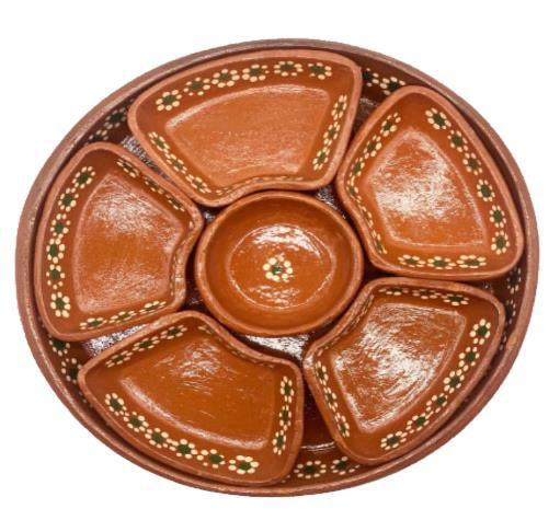 Mexican Earthenware Barro Botanero (6 segment serving plate) - Chile Mojo
