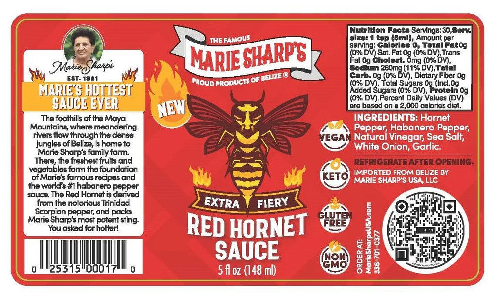 Marie Sharps Red Hornet Pepper Sauce 148ml (5oz) - Chile Mojo