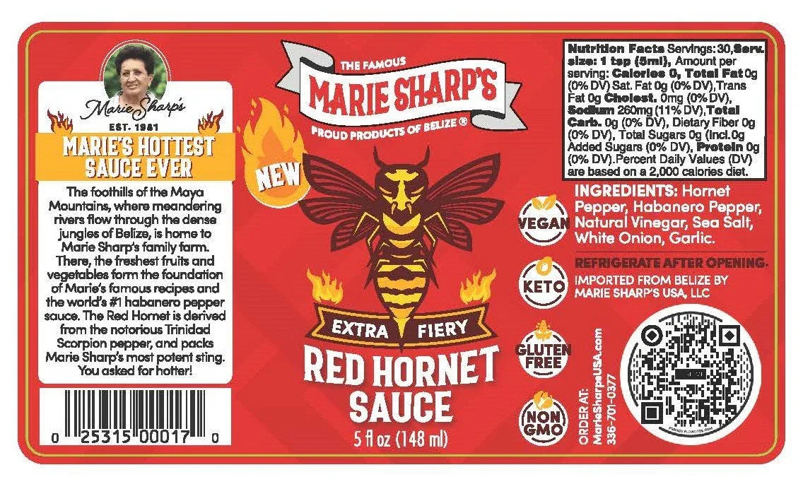 Marie Sharps Red Hornet Pepper Sauce 148ml (5oz) - Chile Mojo