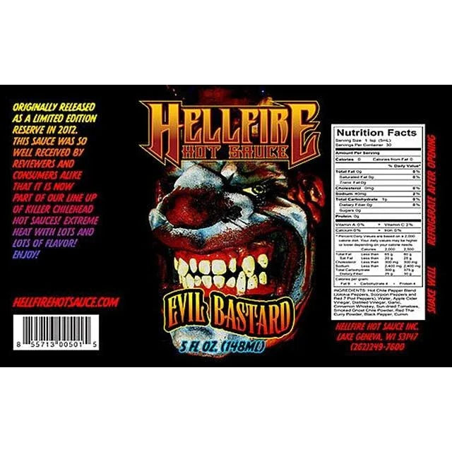 Hellfire Evil Bastard Hot Sauce 5oz (148ml) - Chile Mojo
