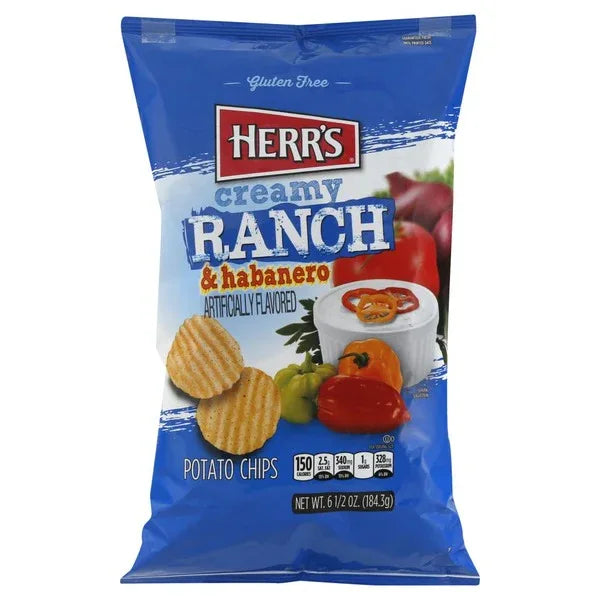 Herrs Creamy Ranch Habanero Ripple Potato Chips 170gm - Chile Mojo