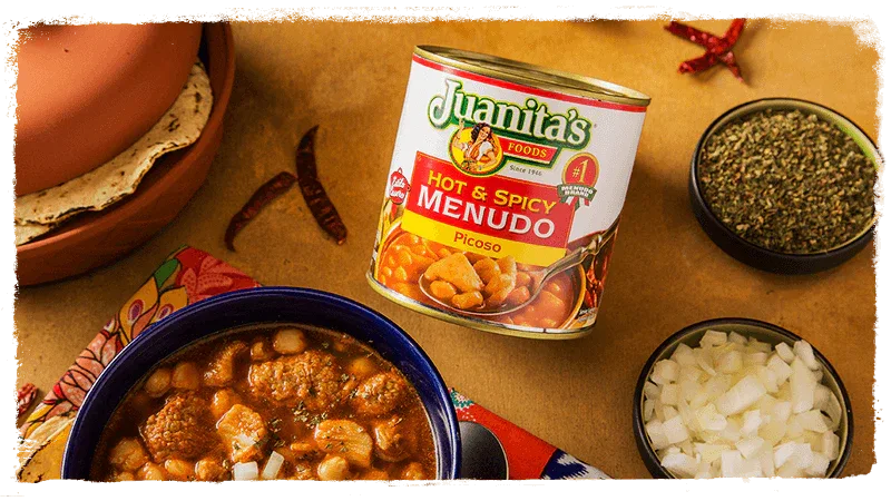 Juanitas Hot n Spicy Menudo Picoso 709gm - 25oz - Chile Mojo