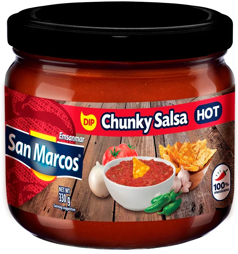 San Marcos Chunky Salsa Dip Hot 330gm - Chile Mojo