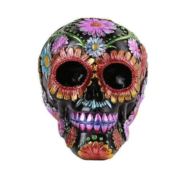 Day of the Dead Hand Painted Sugar Skull - multi flowers - Chile Mojo
