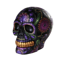 Day of the Dead Hand Painted Day of the Dead Black Metallic Skull - Chile Mojo