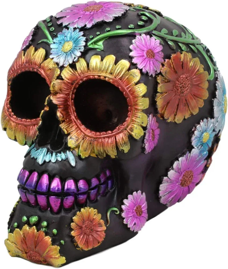 Day of the Dead Hand Painted Sugar Skull - multi flowers - Chile Mojo