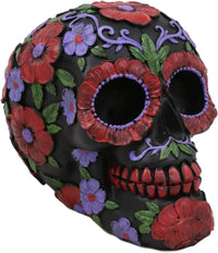 Day of the Dead Hand Painted Sugar Skull - red flowers - Chile Mojo