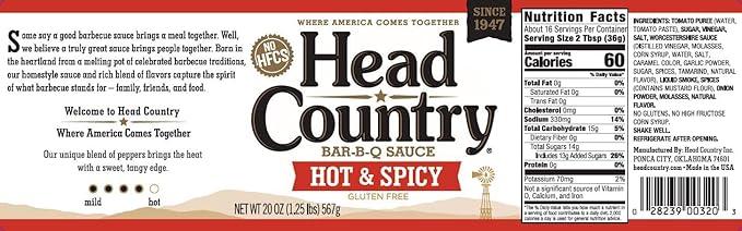 Head Country Hot & Spicy BBQ Sauce 567gm - Chile Mojo
