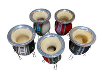 Andean Aguayo Fabric and leather wrapped Calabash Yerba Mate Gourd - Chile Mojo