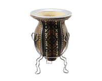 Andean Aguayo Fabric and leather wrapped Calabash Yerba Mate Gourd - Chile Mojo