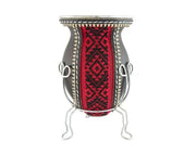 Andean Aguayo Fabric and leather wrapped Calabash Yerba Mate Gourd - Chile Mojo
