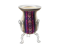 Andean Aguayo Fabric and leather wrapped Calabash Yerba Mate Gourd - Chile Mojo