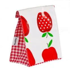 Mexican Oilcloth Lunch Bag - Apples on White