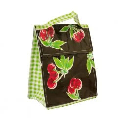 Mexican Oilcloth Insulated Lunch Bag - Cherry Black