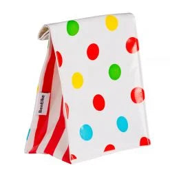 Mexican Oilcloth Lunch Bag - Polka dots on white