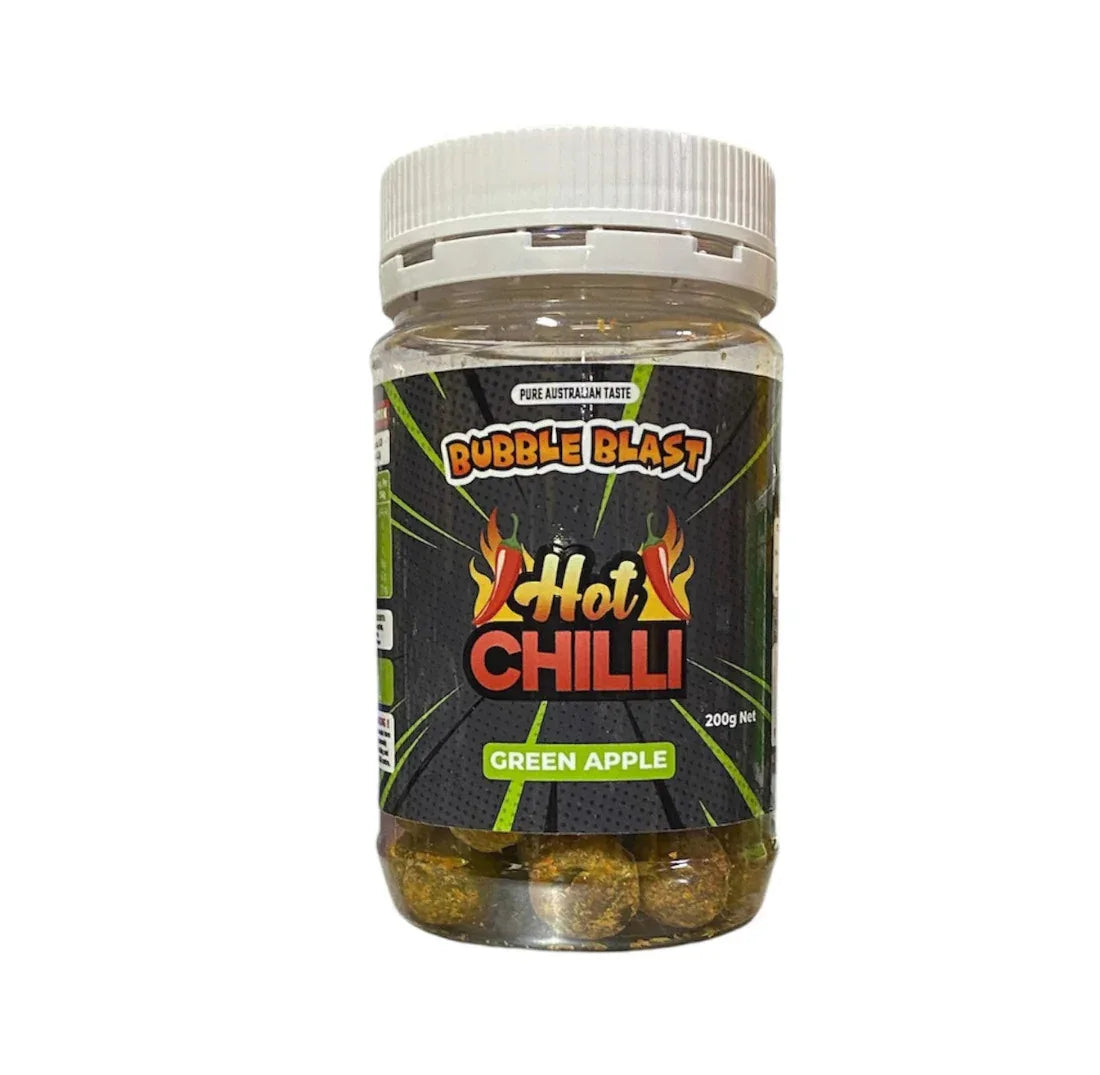 Bubble Blast Hot Chilli Green Apple Candy 200gm - Chile Mojo