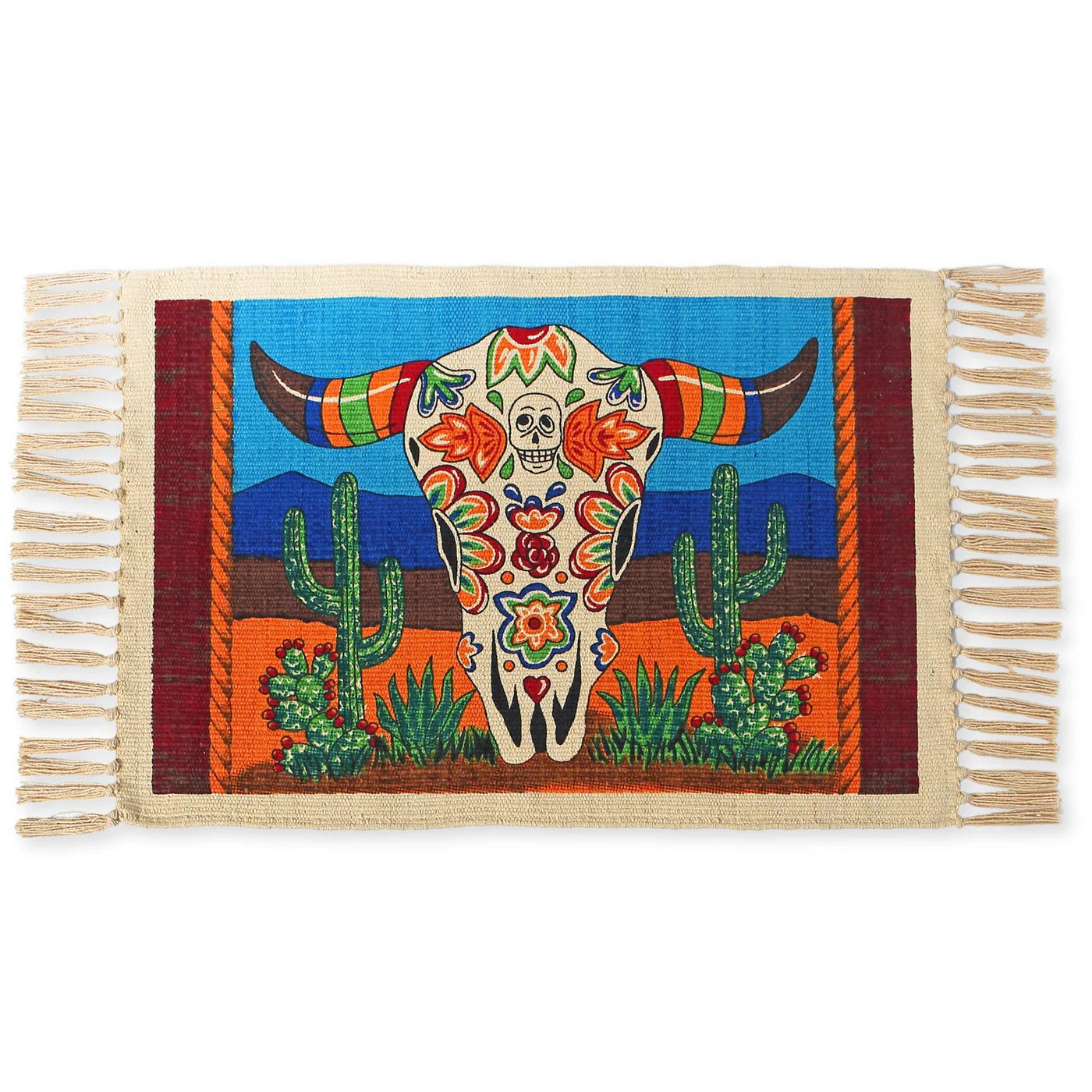 Day of the Dead cotton placemat - Longhorn Skull