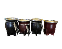 Natural Leather Metal Rimmed Yerba Mate Gourd - Chile Mojo