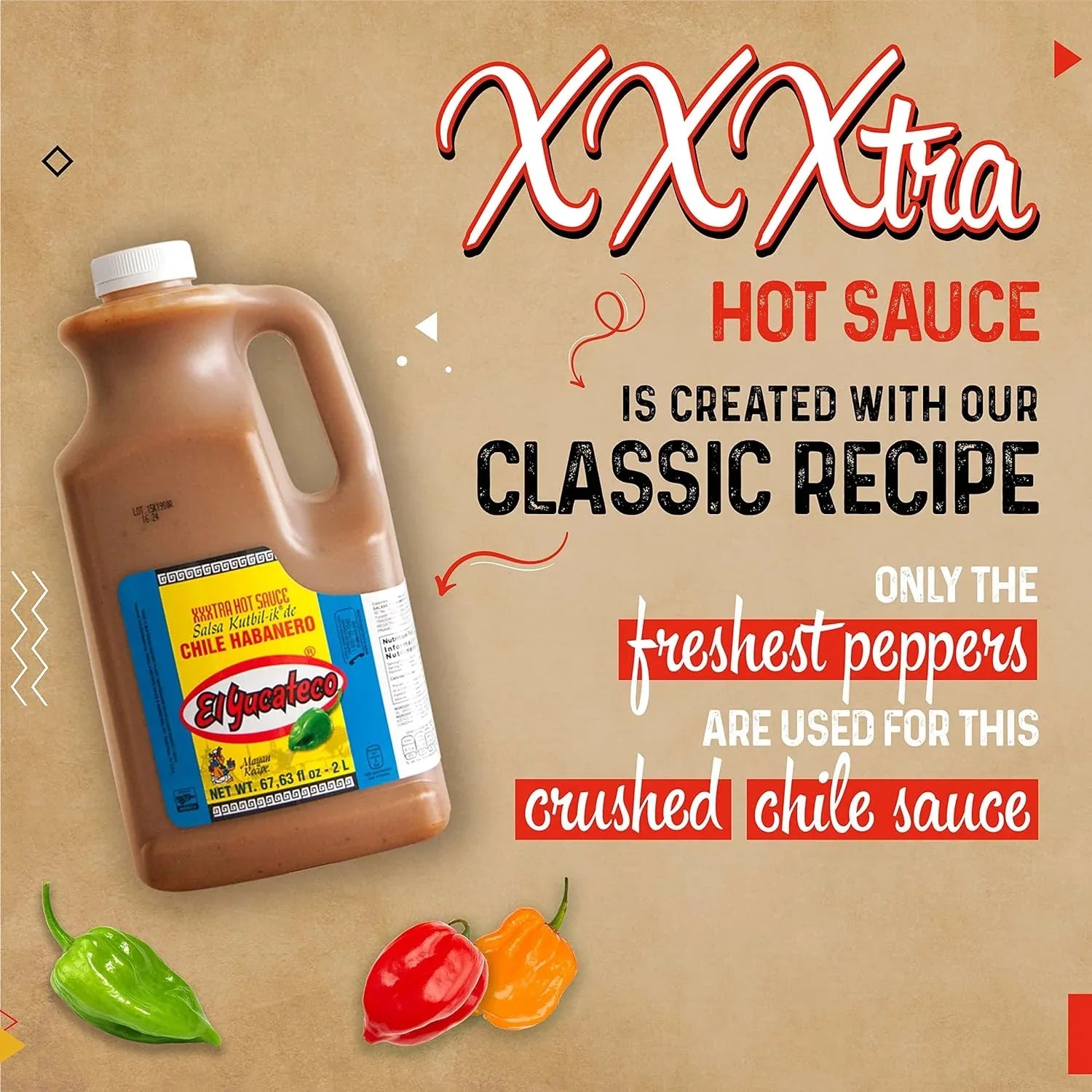 El Yucateco Mayan Kutbil-ik XXXtra Hot Sauce 2 litre Jug - Chile Mojo