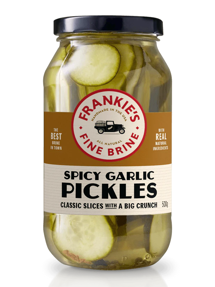 Frankies Fine Brine - Spicy Garlic Pickles (500gm)