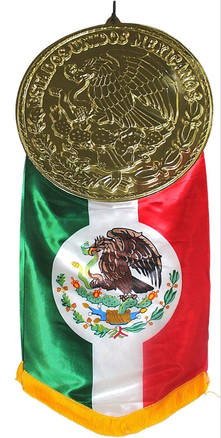 Mexican Flag Emblem w Metallic Coin