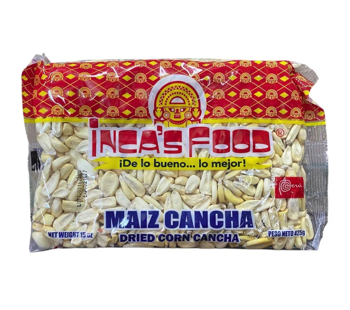 Incas Maiz Cancha para tostar - dry white hominy 15oz (425gm) - Chile Mojo