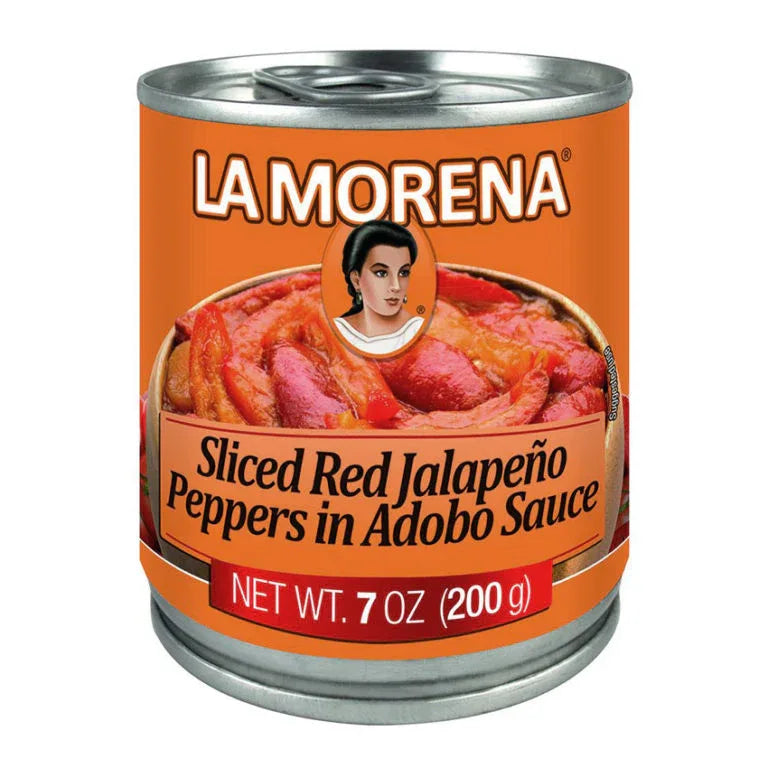 La Morena Sliced Red Jalapeno Peppers in Adobo Sauce 200gm - Chile Mojo