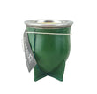 Natural Leather Metal Rimmed Yerba Mate Gourd - Chile Mojo