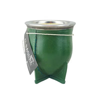 Natural Leather Metal Rimmed Yerba Mate Gourd - Chile Mojo