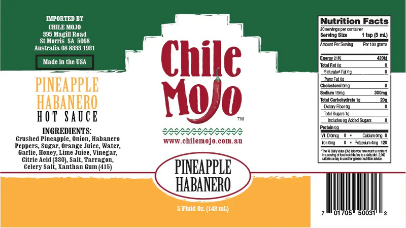 Chile Mojo Hot Sauce Pineapple Habanero 148ml (5oz) - Chile Mojo